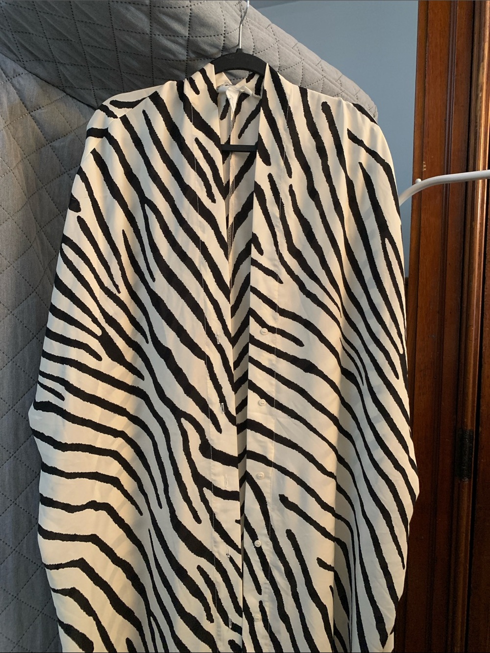 H&M Black and White Zebra Print Button-Down Shirt